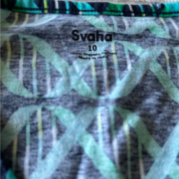 Svaha Swing Vibrant Blue and Green Patterned Dress - Sz 10 - Picture 3 of 3